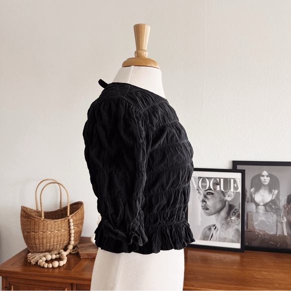 BLACK QUARTER SLEEVE STRETCHY TOP #0325 - Picture 7 of 9